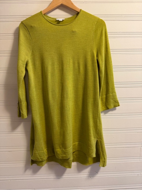 J. Jill Tops - J. Jill 100% Merino Wool Tunic Sweater Small Green Hi Low Side Slit Knit
